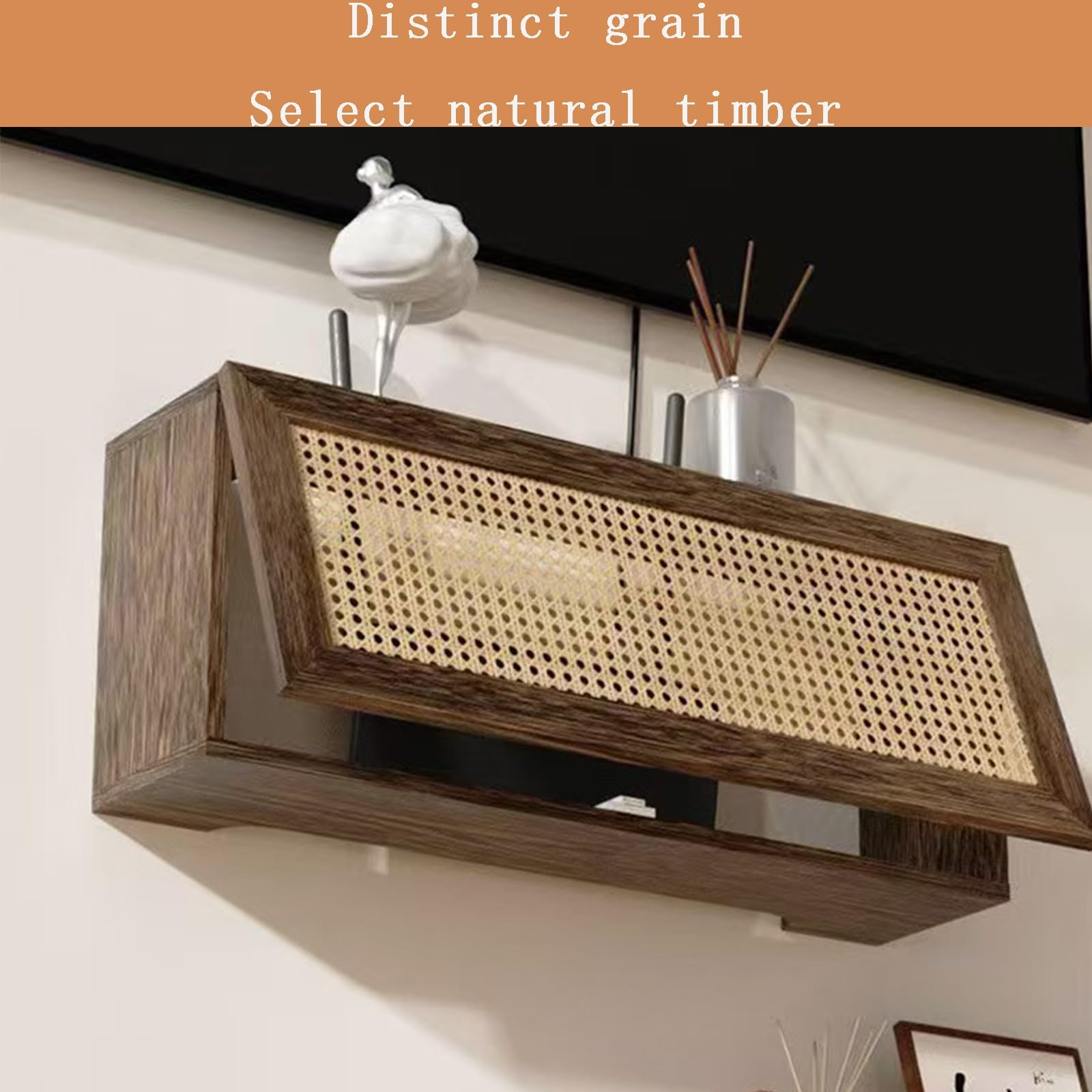 Rattan-WLAN-Router-Aufbewahrungsschrank for Kabelmodems Und Netzwerkgeräte – Hölzerne WLAN-Router-Box, Stilvolles Design Mit Belüftung Kabelmanagement
