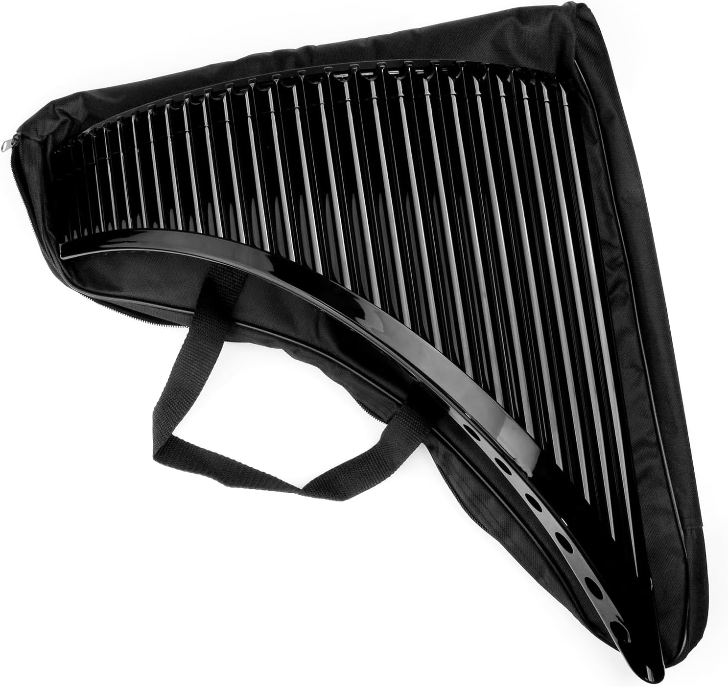 Black Pan Flute Comes with Mouthpiece and Carrying Bag, ABS Plastic 26 Pipes Pan Pipe Instrument Key of C for New Beginners Practice