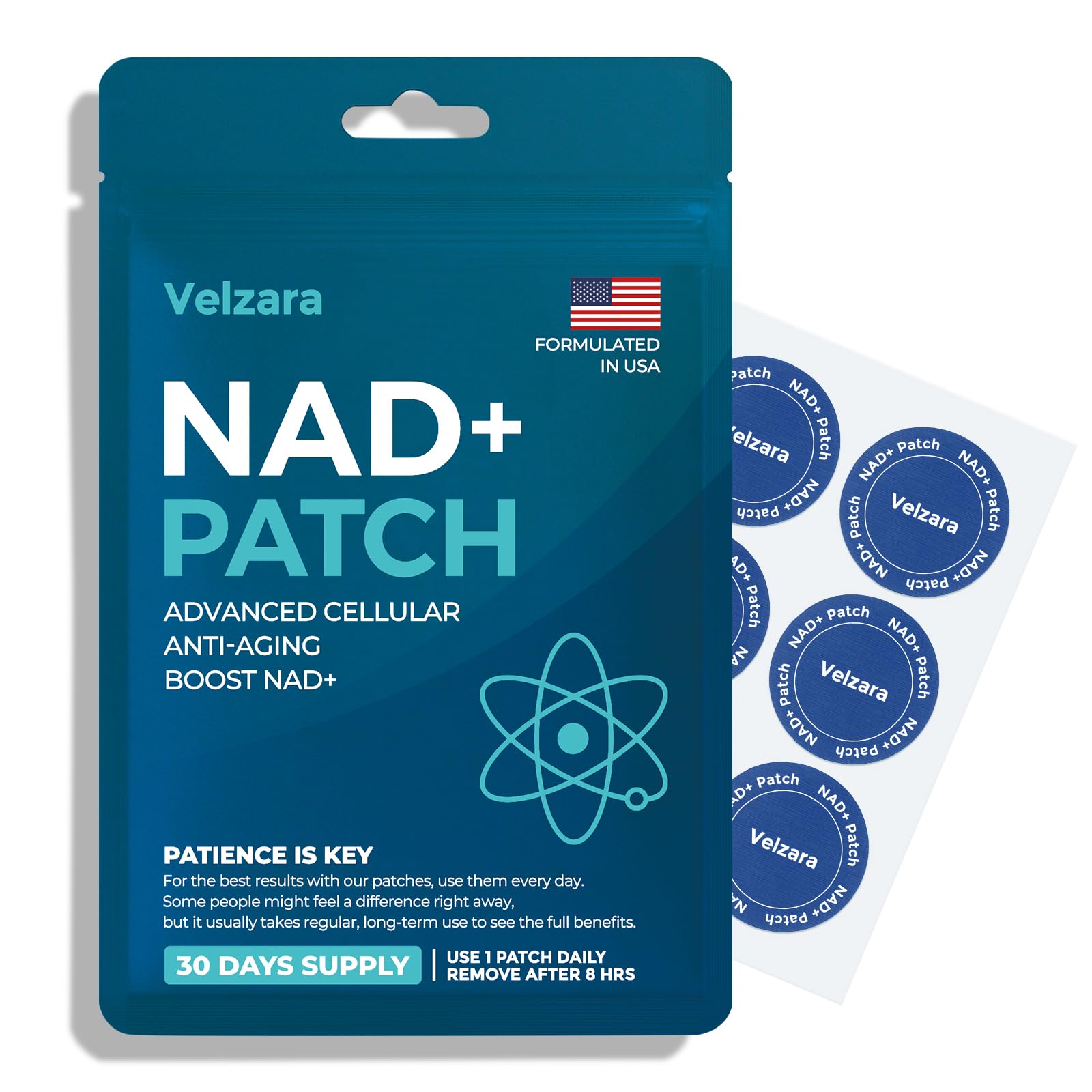 NAD+ Patchs confortables à porter toute la journée, végétaliens, résistants à l'eau, 30 patchs