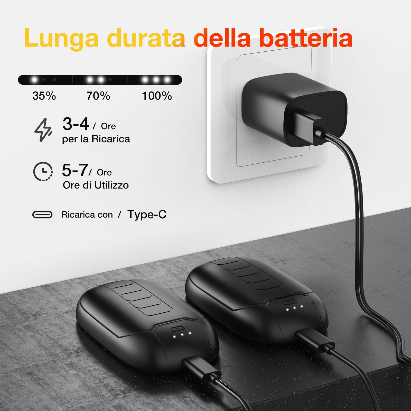 Scaldamani ricaricabile, magnetico, elettrico, 7 ore, 3 livelli di calore fino a 56 °C, ricarica USB-C, per Raynauds, golf, sport all'aria aperta, regali tecnici per lui e lei