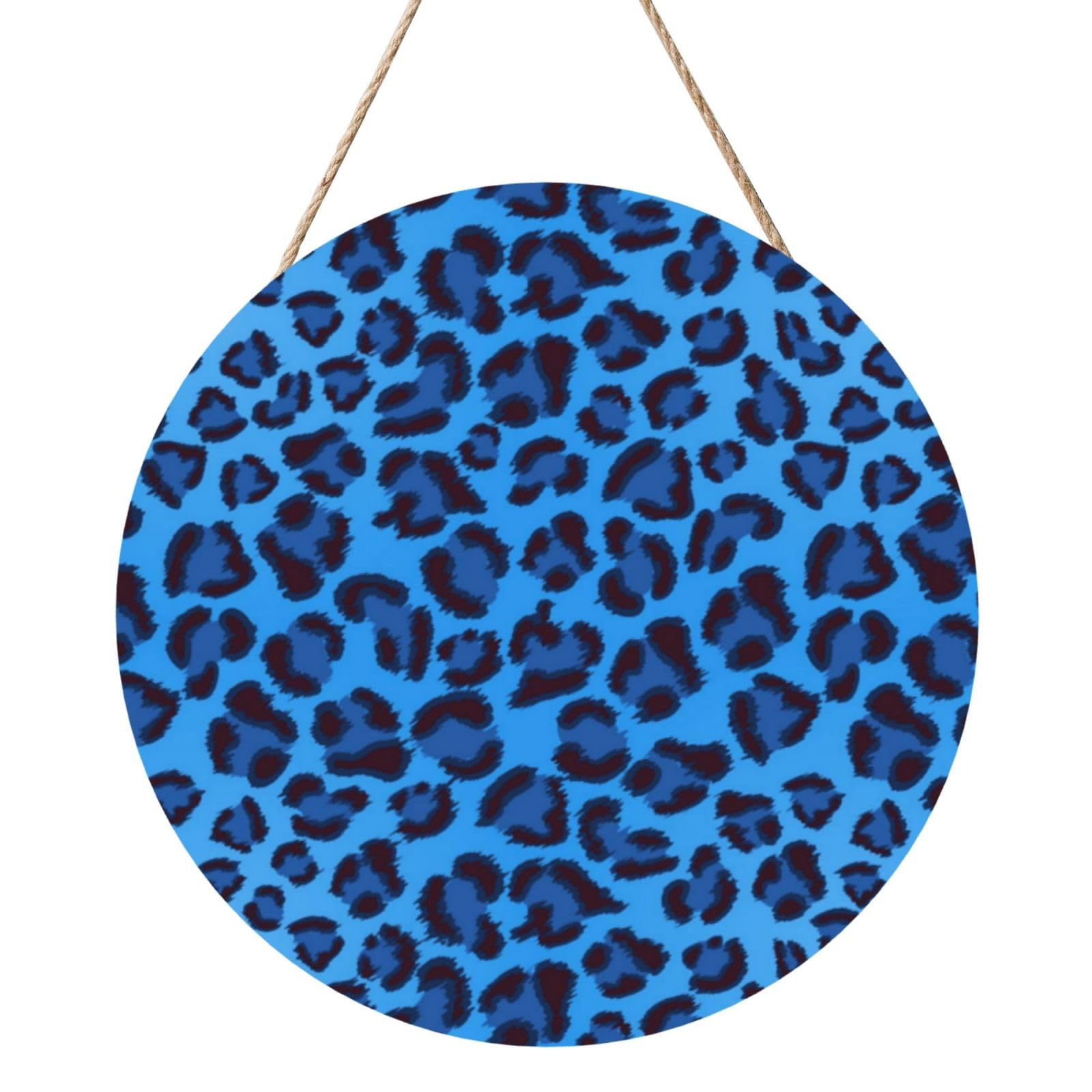 InOmak Leopard Skin Animal Print, Round Wood Panel Painting 12 in, Wall Hanging Painting For Home