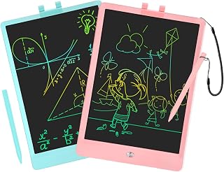 10 Inch LCD Writing Tablet Colorful Writing Board for Kids Learning Drawing Pad Educational Toy Gift for Toddlers(Pink+Blue)