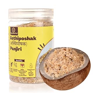 Equisential – Asthiposhak (अस्थिपोषक) Panjiri for POST PREGNANCY & JOINT PAIN | Combination of Coconut, Dry Dates & Gond (Edible Gum), Dry Fruits | REFINED SUGAR | 250GM |