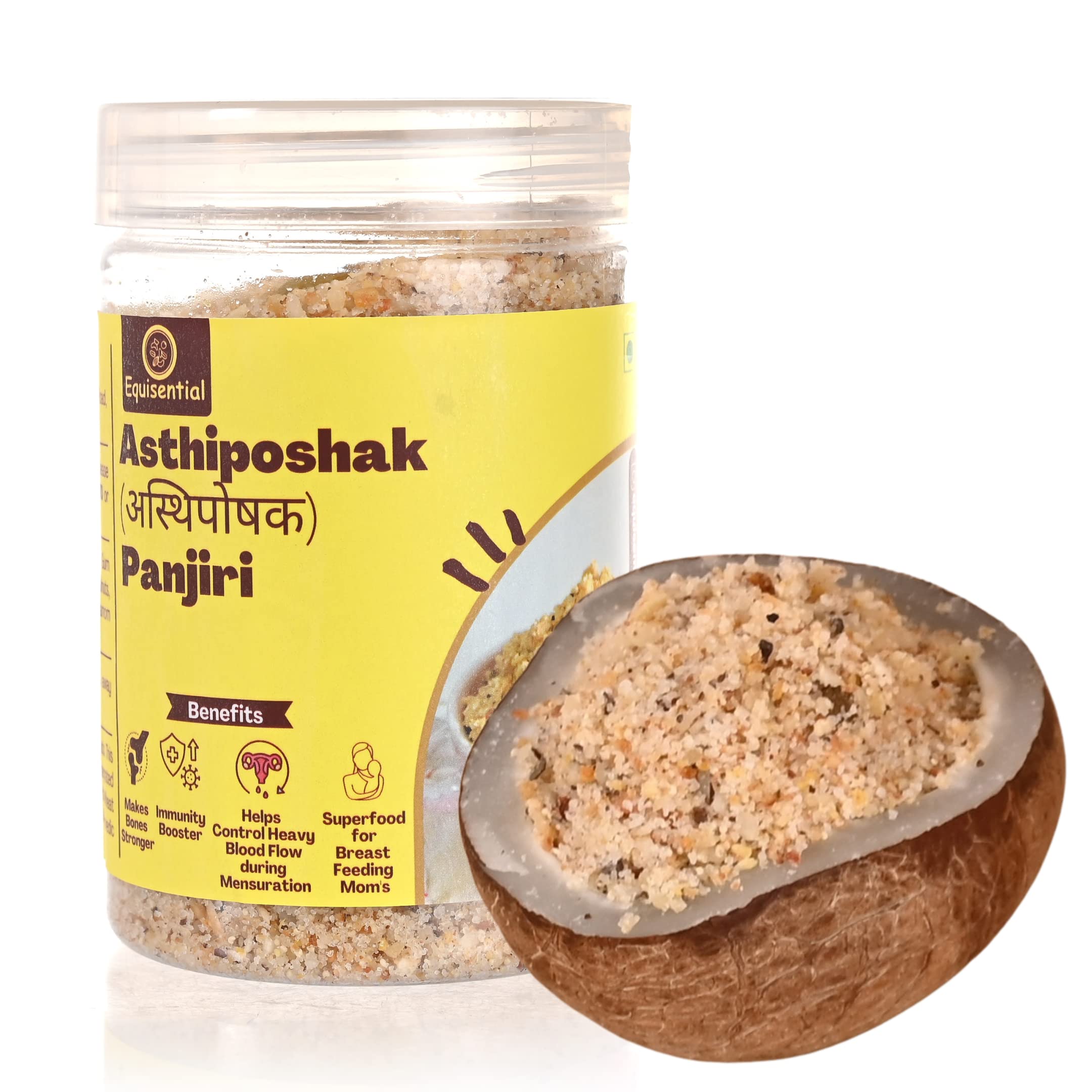 Equisential – Asthiposhak (अस्थिपोषक) Panjiri for POST PREGNANCY & JOINT PAIN | Combination of Coconut, Dry Dates & Gond (Edible Gum), Dry Fruits | REFINED SUGAR | 500GM | (B09DVVJJVW) Amazon Price History, Amazon Price Tracker