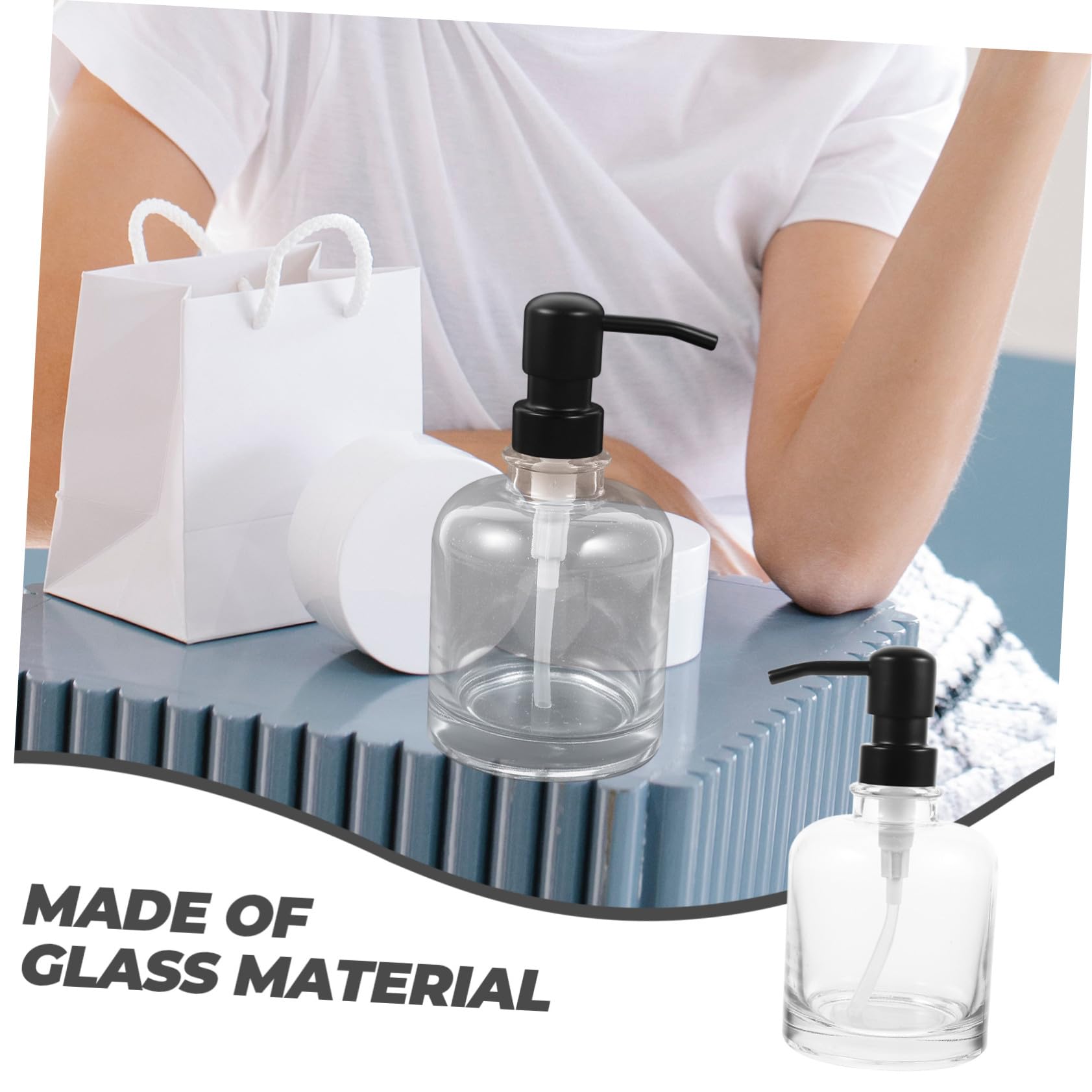 TOYANDONA 2 Piezas Dispensador de Jabón de Vidrio Transparente con Bomba de Acero Inoxidable Reutilizable y Compacto para Champú Gel y Baño para Baño y Viaje de Unidades Botella