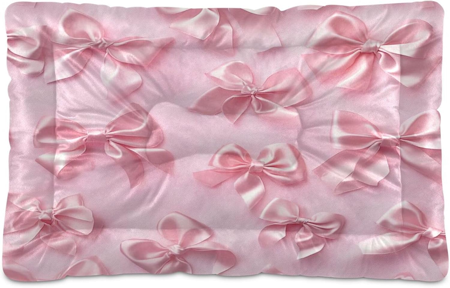 Pink Bows Pet Bed Pad Soft Dog Bed Mat with Anti-Slip Bottom, Machine Washable Crate Pad Mattress for Dog Sleeping- 36 * 24 inches