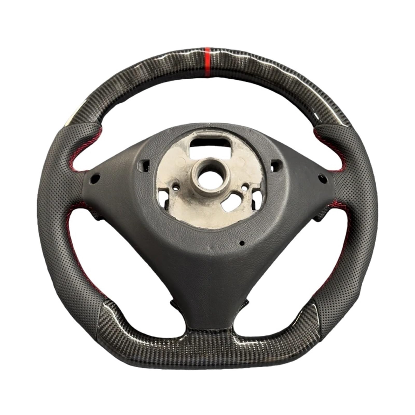 Volant brillant en Fiber de carbone véritable, Compatible avec Porsche Turbo 955 957, cuir haut de gamme, Style personnalisé(Style 1)