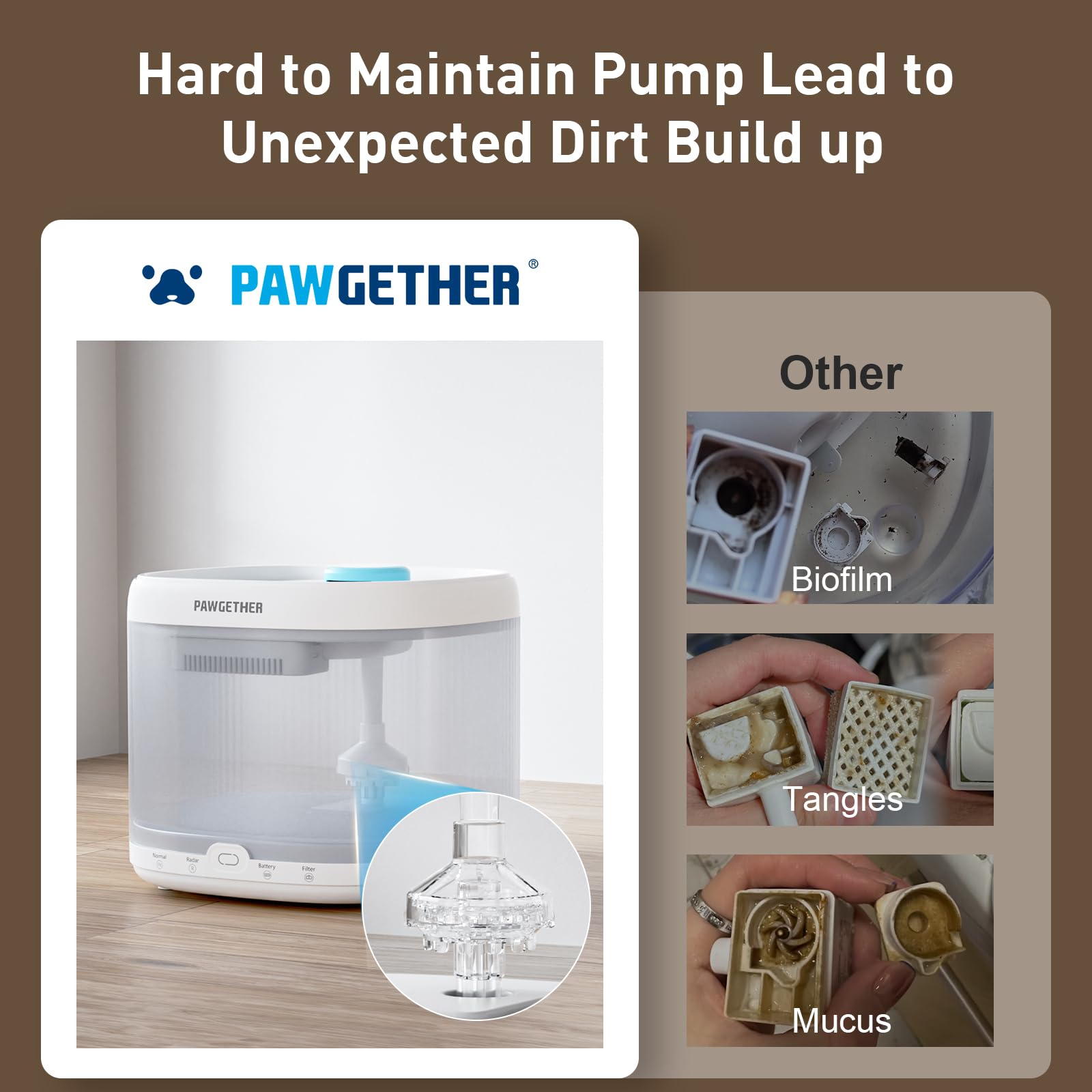 PAWGETHER® Cat Water Fountain with Radar Sensor and Wireless Pump, Ultra Quiet 67oz/2L Automatic Pet Water Fountain for Dogs and Cats with Replacement Filter Dog Water Dispenser - image 5