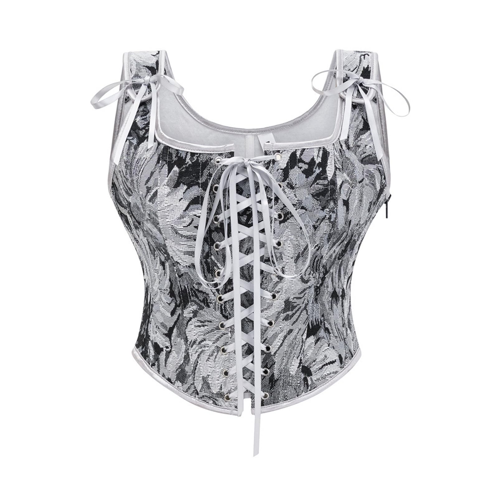 Corsets pour Femmes Vert imprimé Fleuri rétro à Lacets Corset Renaissance Femmes Camisole Gilet médiéval Gothique Haut Bustier(Green,XL)