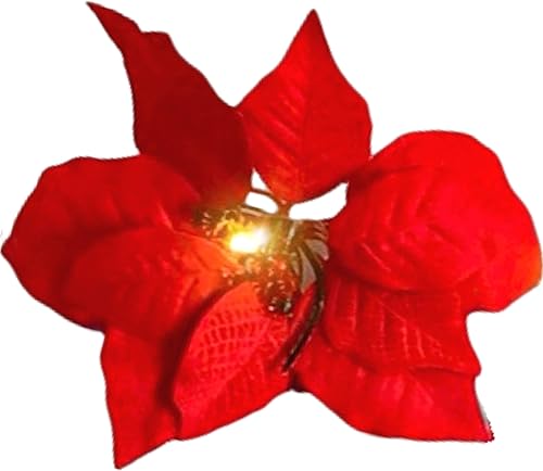 Miniatura 9 de Guirnalda iluminada de flores de Pascua con 10 flores de Pascua rojas y luces LED, 90 pulgadas de largo, decoraciones de Navidad, accesorios