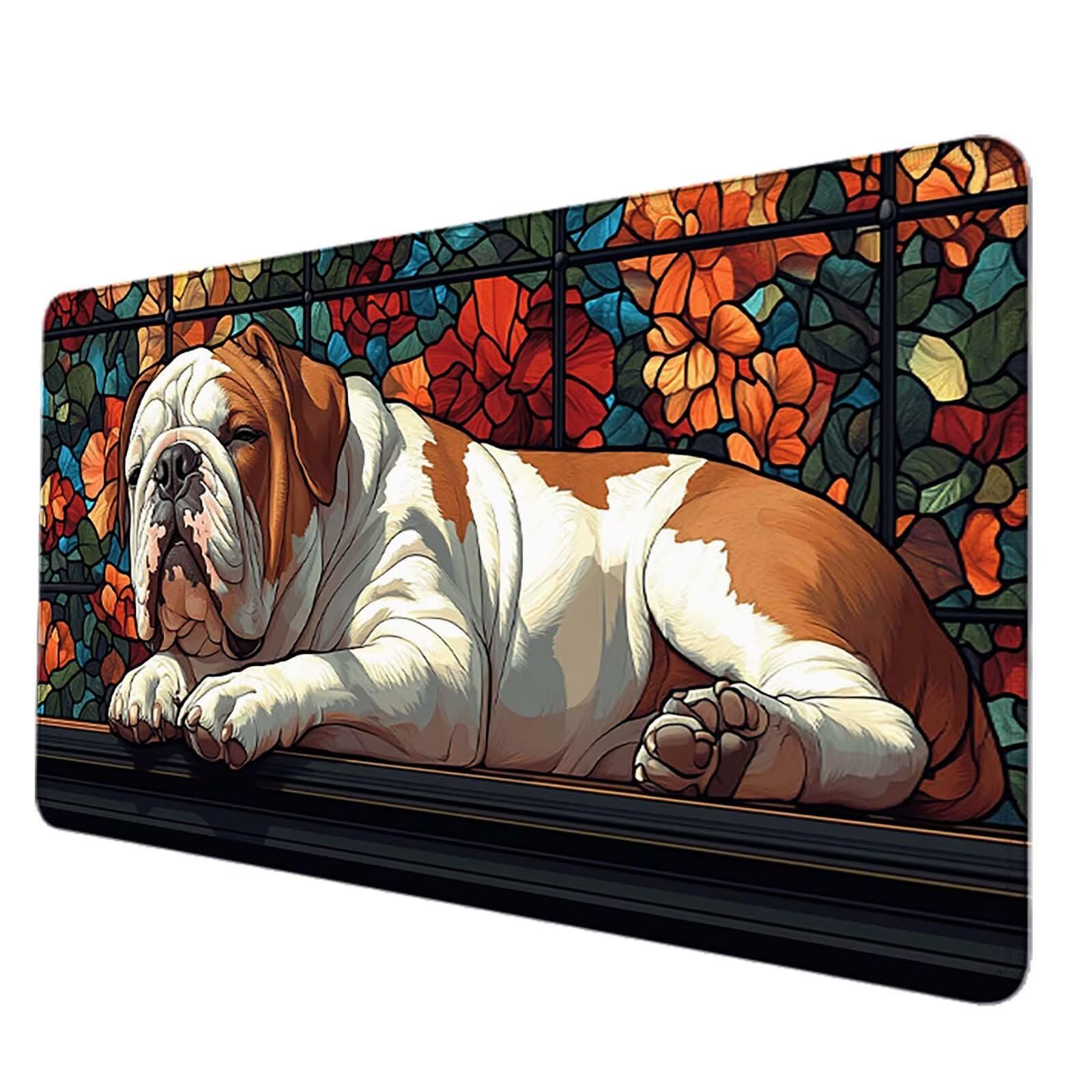 Żółta podkładka pod mysz XXL 1200 x 600 mm, wodoodporna podkładka pod mysz wzór psa szyte krawędzie design akcesoria biurowe antypoślizgowa gumowa podstawa powierzchnia dla graczy, biurko -hjw25063D