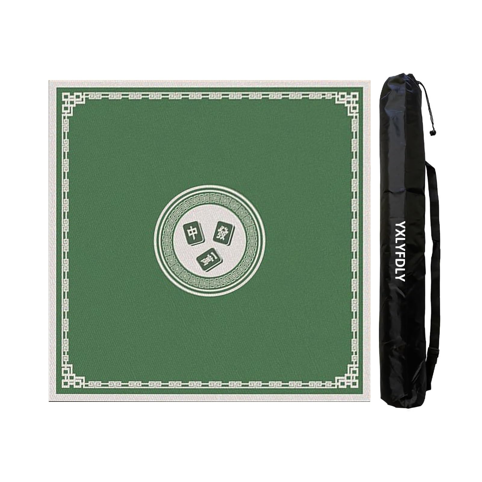 Tapis de Table de mah-Jong, avec Sac de Transport en Caoutchouc antidérapant Mahjong Silencieux(Green,85cm/33.46in)