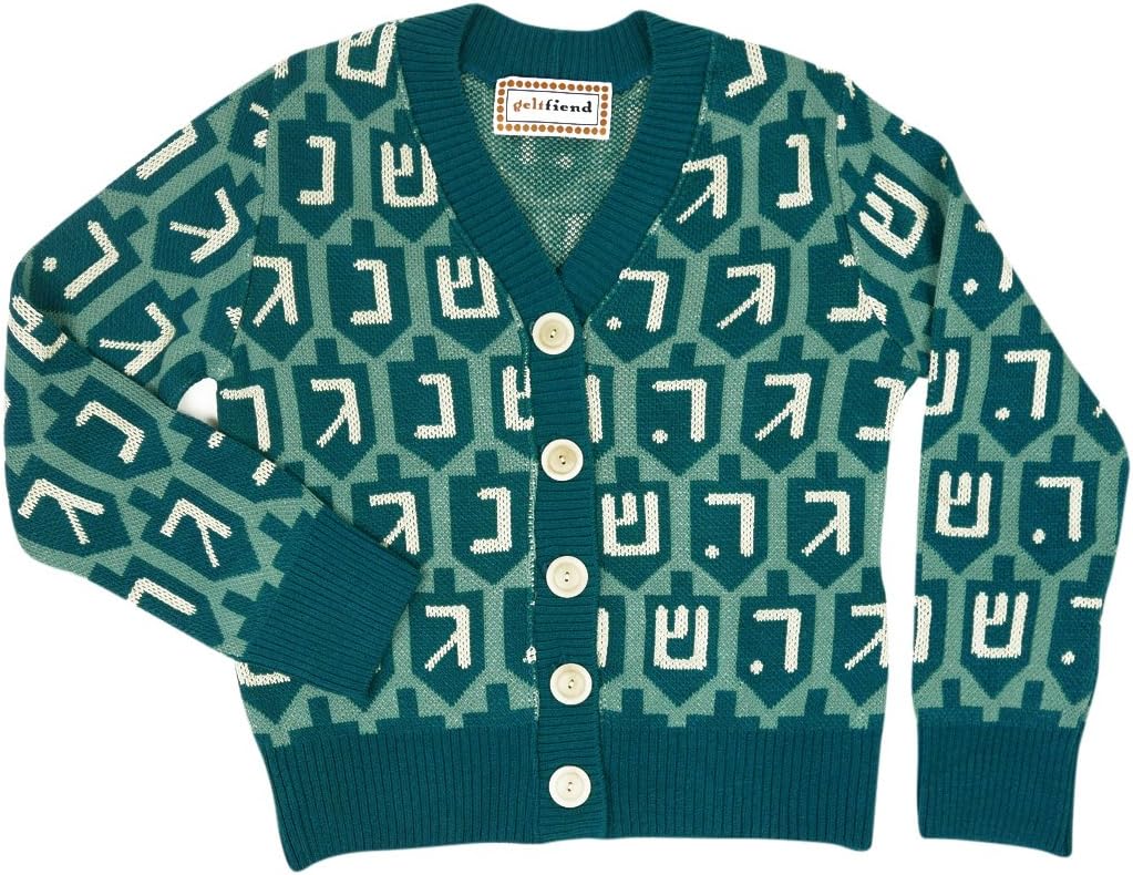 Women's Hanukkah Dreidel Cardigan Teal