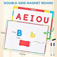 Vista 3 de JoyCat Kit de letras magnéticas coloridas para el aula, 234 piezas con tablero magnético de doble cara, letras del alfabeto de espuma para niños