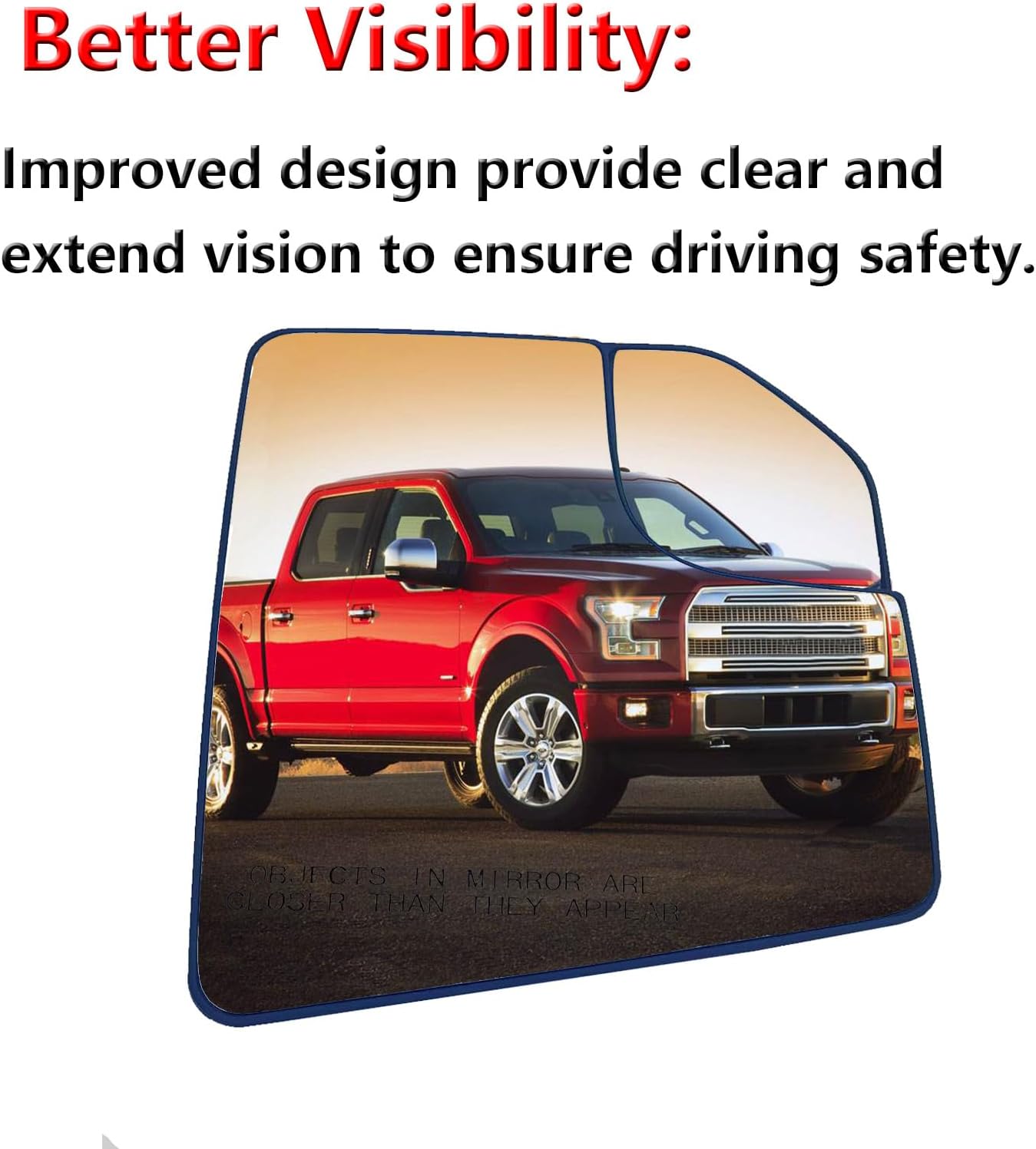 Passenger Side Heated Mirror Glass Replacement For Ford F150 2015 2016 2017 2018 2019 2020 - for Ford F150 Power Side Mirror with Rear Holder