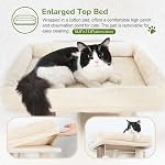 Globlazer Cat Tree Tower with 5 Scratching Posts for Indoor Cats, 53inch Tall Plush Multi-Level Cat Climbing Tower Condo House with Large Hammock, Spacious Cat Cave, Padded Top Perch, F53, Beige