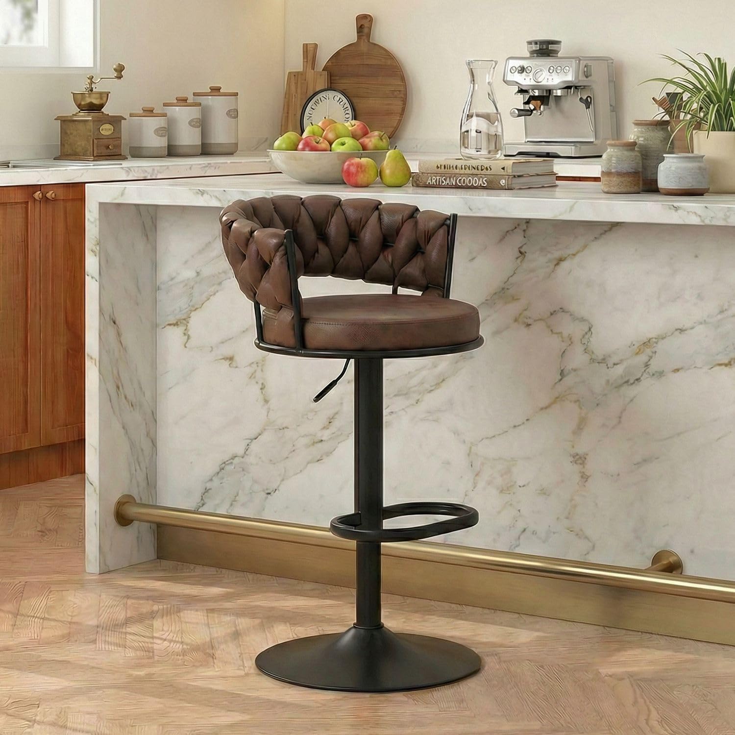 YOUNIKE Woven Back Bar Stool