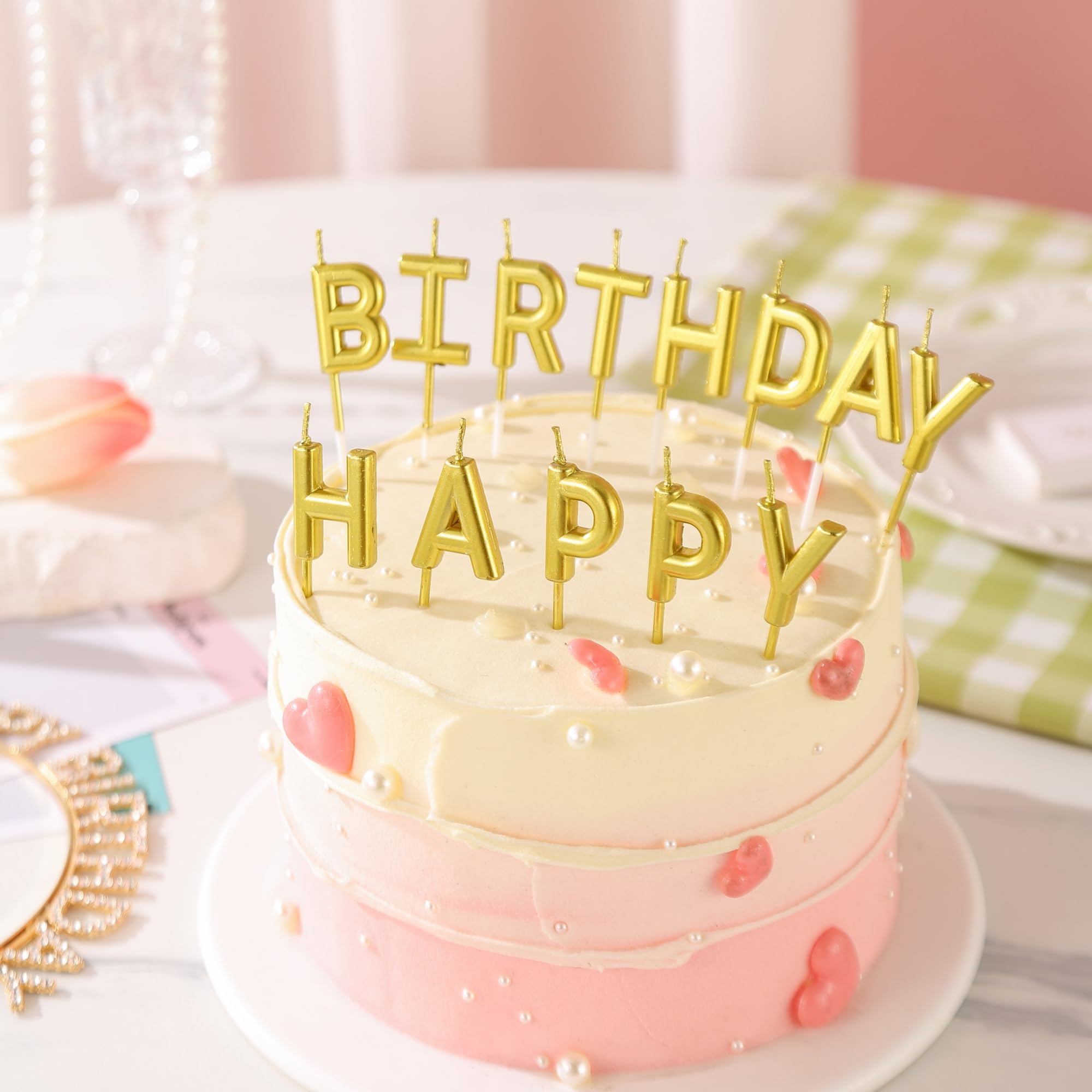 Saododku Black Happy Birthday Letter Candles for Cake, 2.7 Inch Happy Birthday Candles for Cake Text on Toothpicks (13 Count)