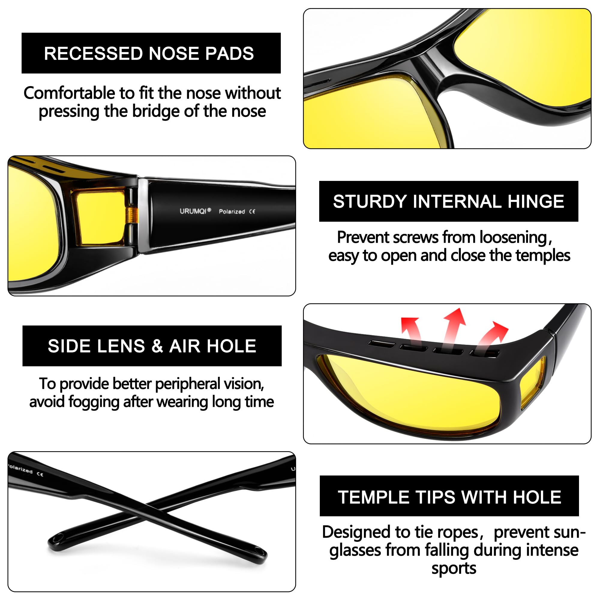 Snapklik.com : URUMQI Night Vision Glasses Fit Over Glasses For Men Women