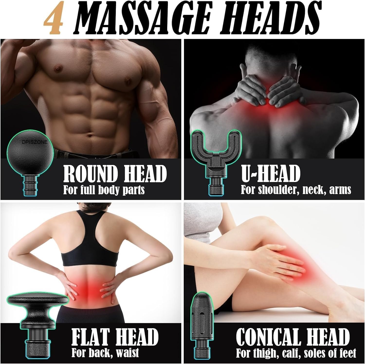 Massage Gun with Extension Handle, Percussion Massage Gun for Pain Relief, Deep Tissue Handheld Muscle Massager for Back, Neck, Shoulder, Legs&Whole Body Massage Gun with Extension Handle, Percussion Massage Gun for Pain Relief, Deep Tissue Handheld Muscle Massager for Back, Neck, Shoulder, Legs&Whole Body