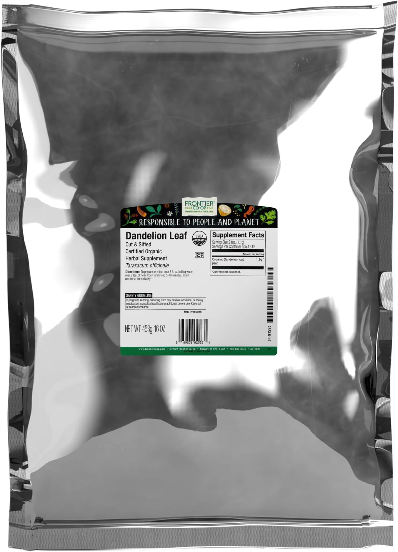 Frontier Natural Products 2523 Frontier Bulk Dandelion Leaf Cut & Sifted – Organ