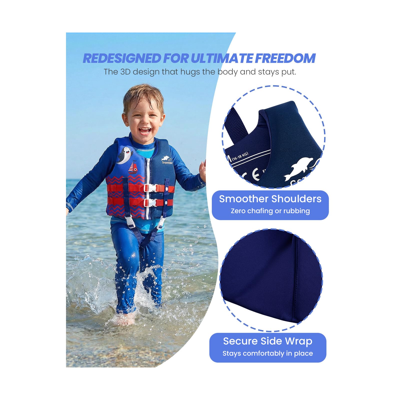 Gogokids Chaleco de Natación para Niños Chaqueta Flotante - Traje de Flotabilidad Traje de Baño para Niños Comenzar a Nadar Niños Niñas Traje de Baño
