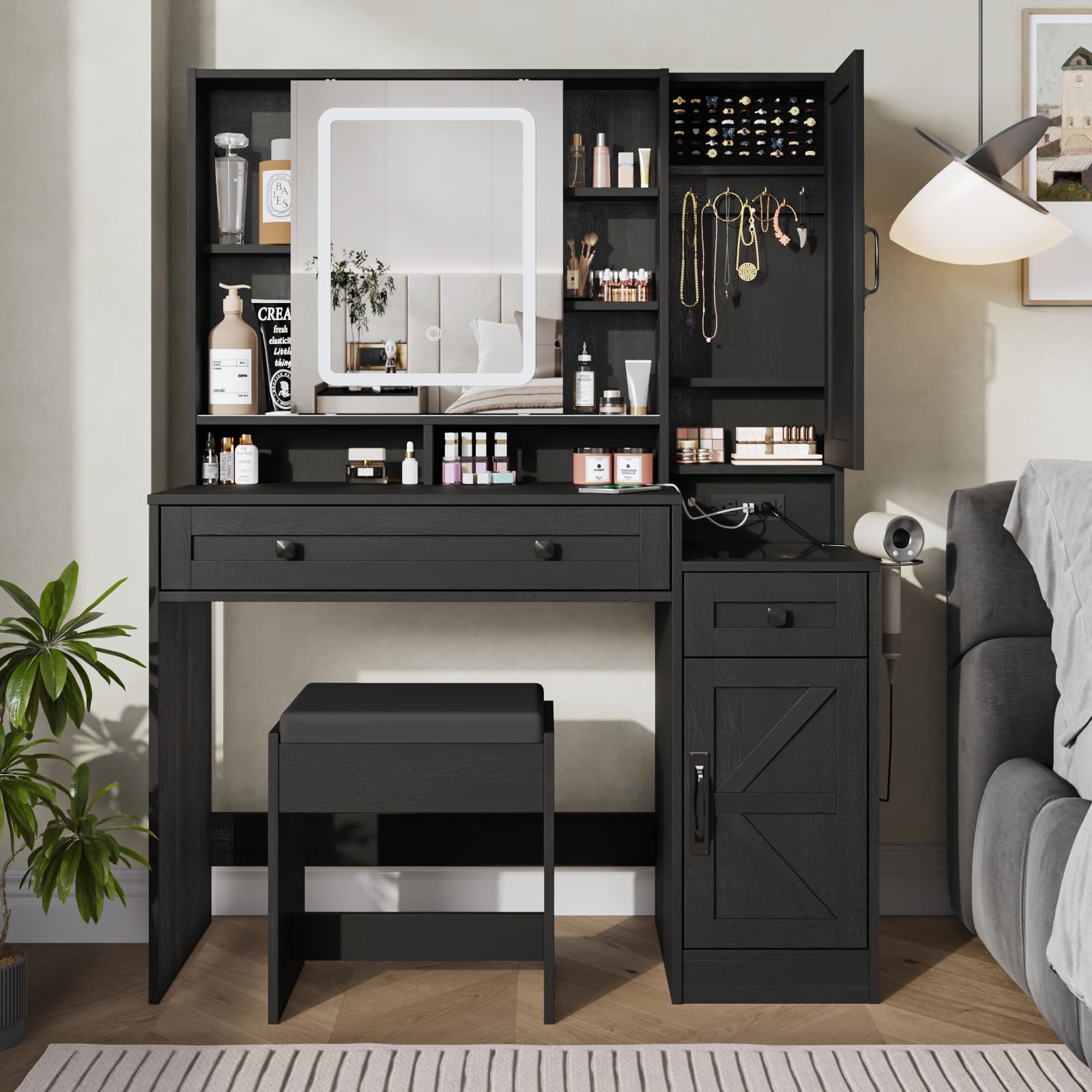 Amazon.com: Fameill Vanity Desk with Mirror and Light, Small Vanity ...