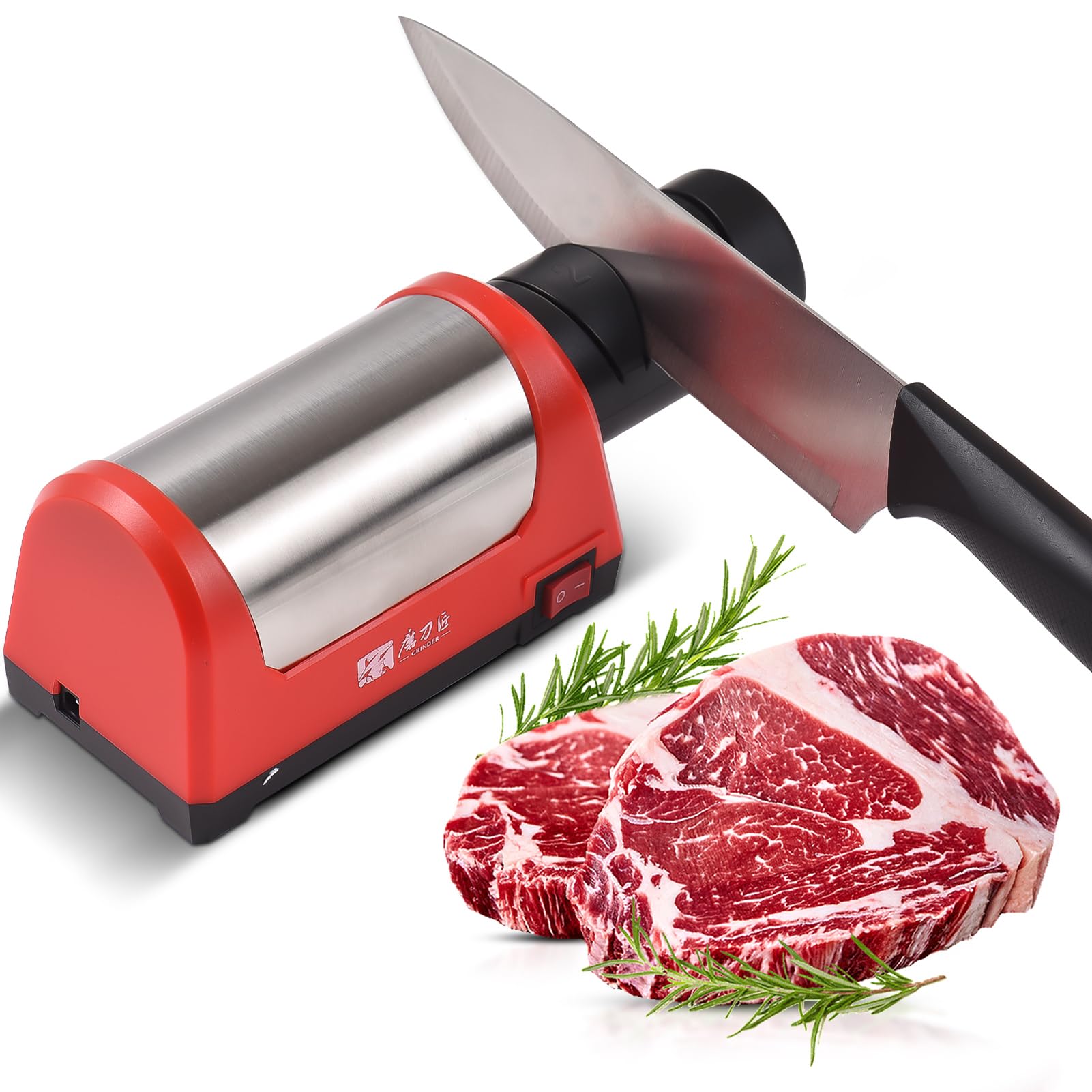 Domary Afilador de Cuchillos Eléctrico de 2 Etapas, con Molienda Grano