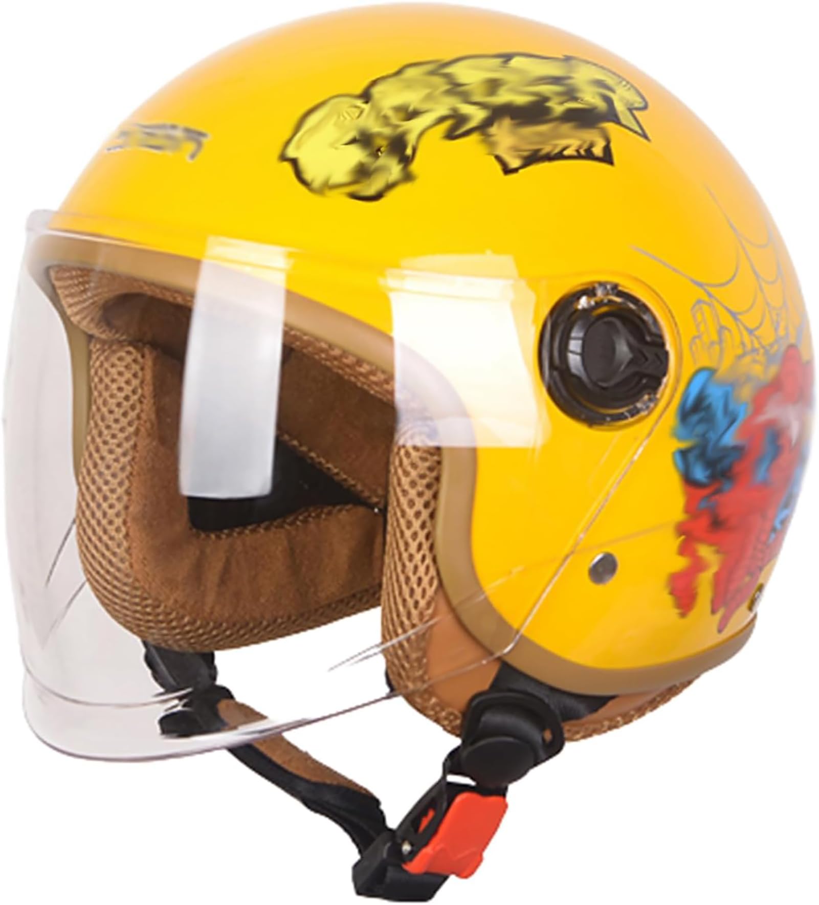 Casco Da Moto Demi Jet Per Bambini, Casco Da Moto Per Bambini, Casco Da Scooter Omologato ECE Con Visiera Parasole, Alla Moda Per Ragazzi E Ragazze Dai 4 Ai 14 Anni F,47-55CM