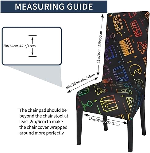 Miniatura 5 de Game Video Gaming Pattern Design Dining Chair Covers, Detachable Chair Seat Protector for Dining Room, Stretch Chair Slipcovers for Enhanced
