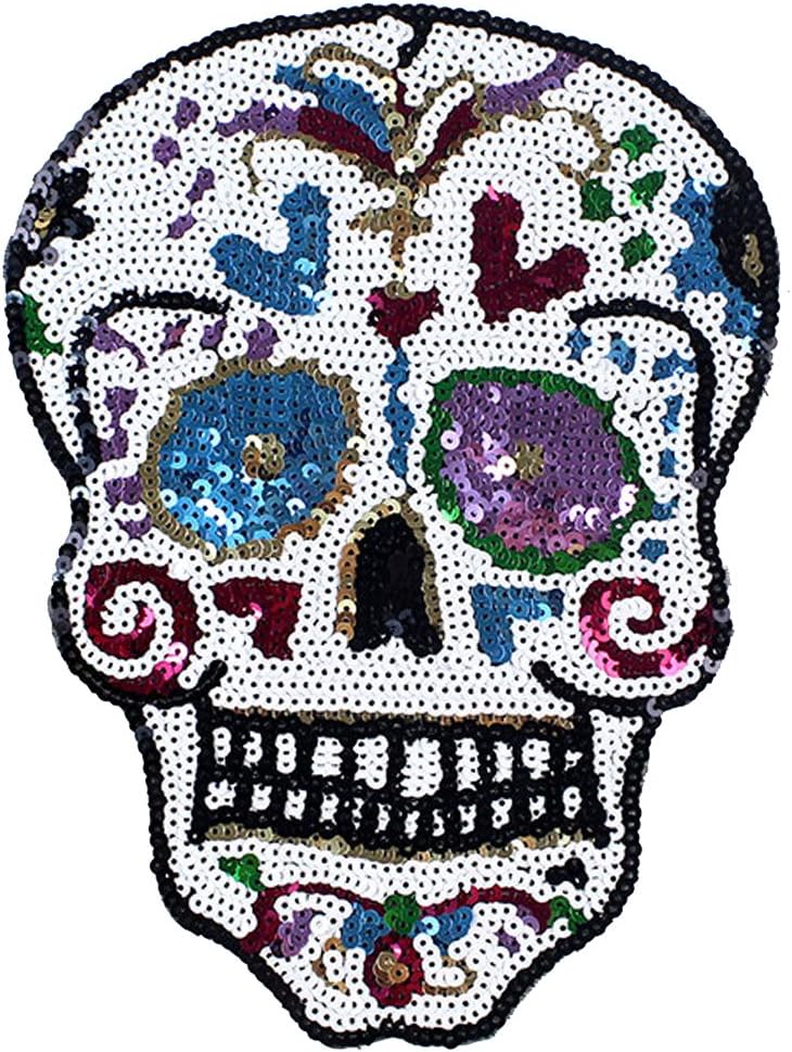 26x19 cm/10x8 inches Appliques Patches Patterns Print Embroidery Sewing Craft Supplies Machines Designs Logo Cloth Hat Bag DIY Decor (Skull Head)