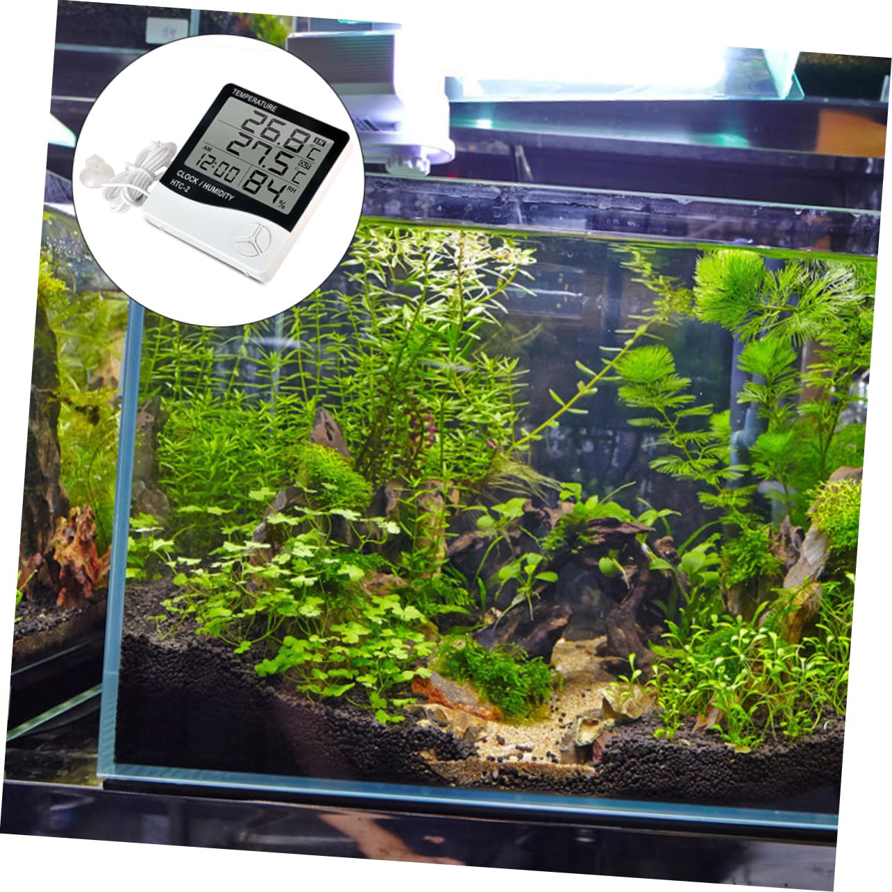 Mipcase 3piezas Digital Acuario Pantalla Lcd Monitor De Temperatura y Humedad Para Peceras Jardín y Oficina Para Mantener Un Saludable Para Peces