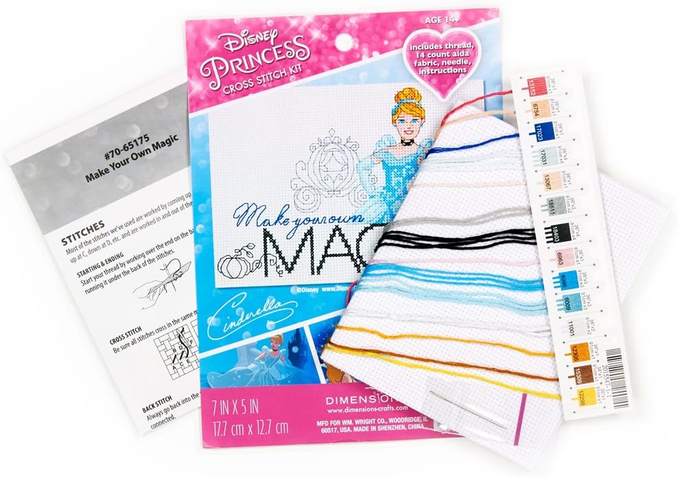 Dimensions 70-65175 Disney Make Your Own Magic Cinderella Counted Cross Stitch Kit, 7" x 5"