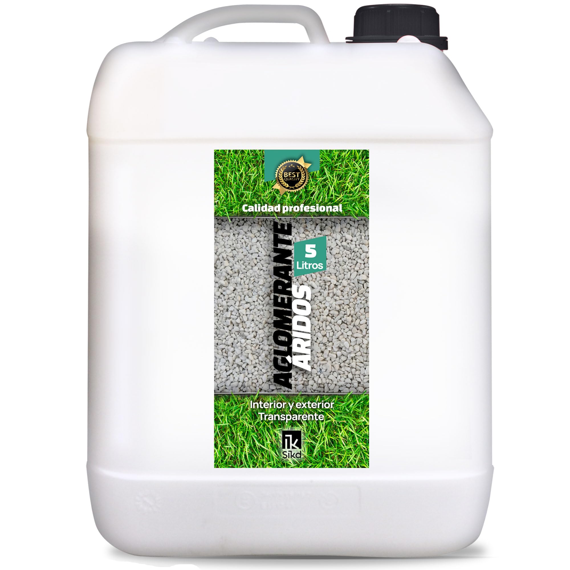 Resina fijador grava 5L decoración exterior. Estabilizador de grava efecto mojado. Pegamento para piedra, aglomerante fijación de aridos, gravilla, vídrios o cortezas en jardín