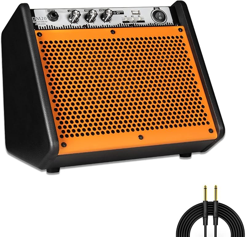 Amplificador de batería de 20 W, amplificador de teclado con parlante de batería eléctrico inalámbrico, Mini DM20 portátil para práctica en casa (naranja)