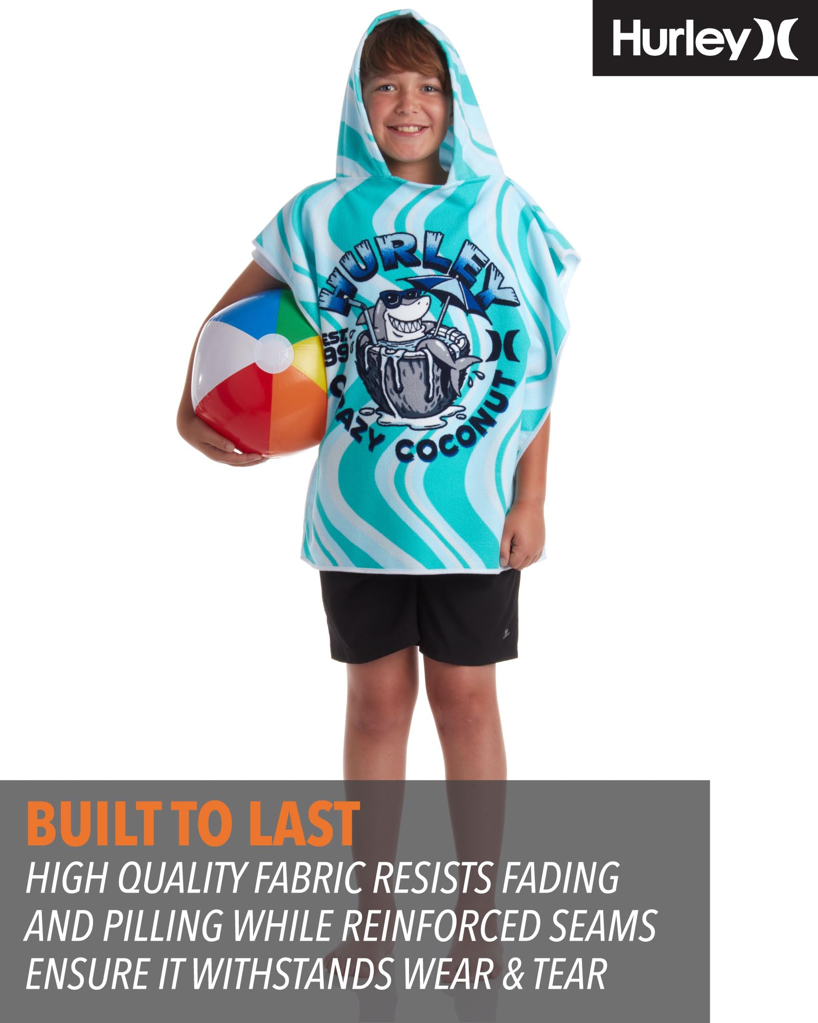 Amazon.com: Hurley Kids' Hooded Beach Towel - Beach, Pool Poncho