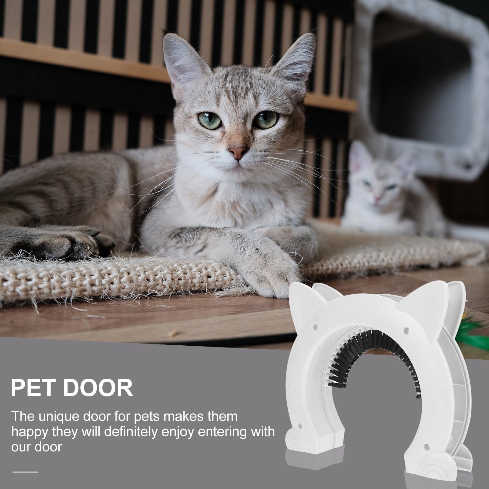 ibasenice Porte pour Chat Intérieur Pratique et Sécurisée en Abs Blanc, Trappe pour Chatons et Chats, Cadre pour Porte D'accès aux Animaux, 1 Set