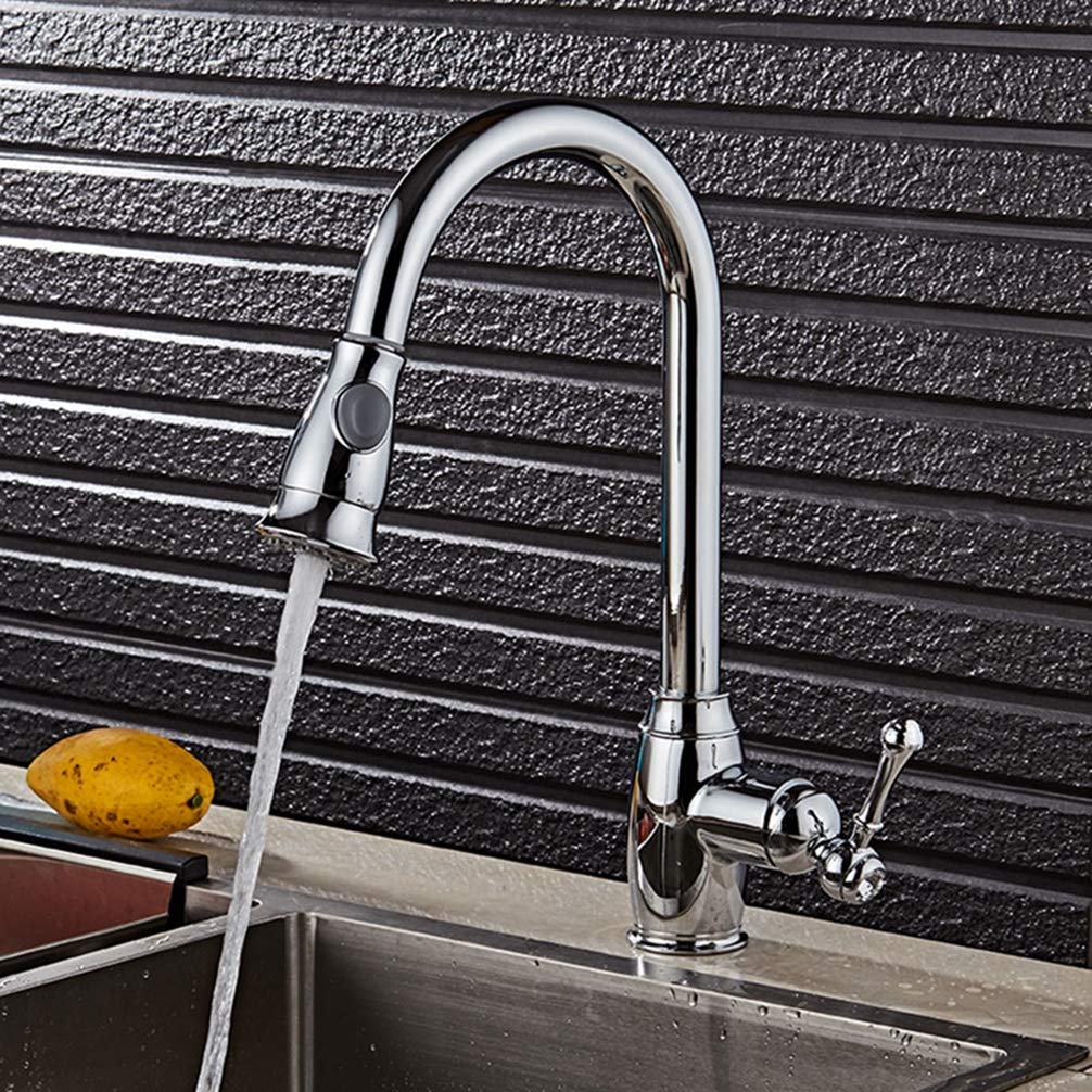 ZYCHSJXA Pull Out Kitchen Faucet Chrome∕Nickel∕Black Sink Mixer Tap 360 Degree Rotation Taps Tap,Chrome