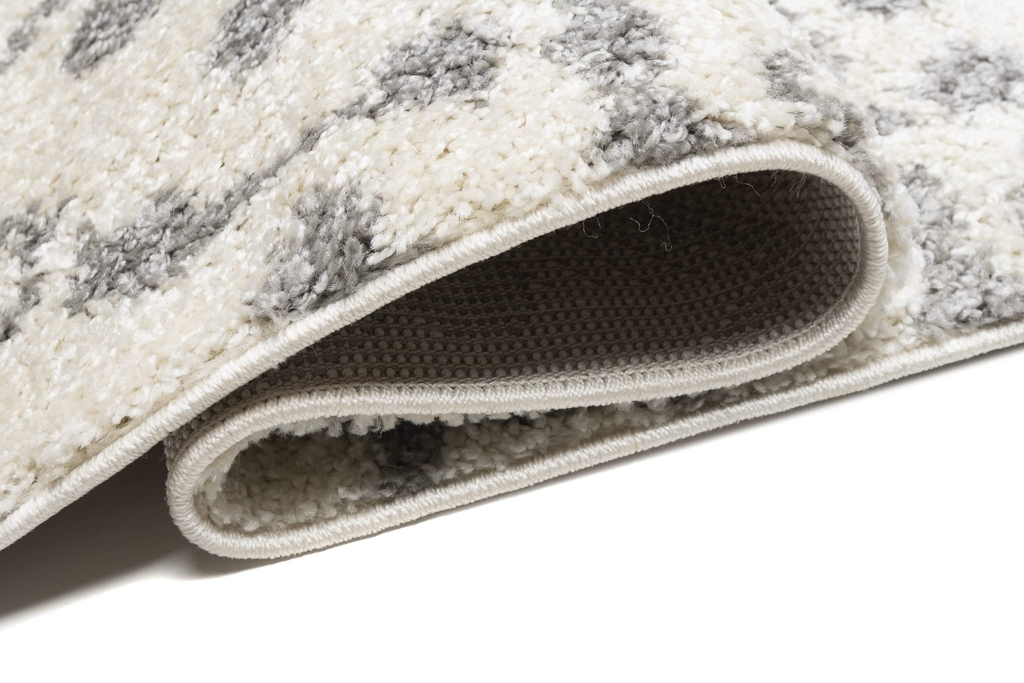 TAPISO Delhi Tapis Shaggy Poil Long Moderne Crème Gris Ethnique Tapis Salon Chambre Adulte Enfant Descente de Lit Moelleux Super Soft Epais Oeko-TEX 200 x 290 cm
