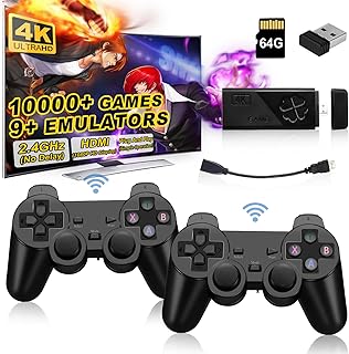 Byte Arcade Wireless Retro Game Console, Retro Game Stick, Nostalgia Stick Game, Plug and Play Game Console Emulator Game Stick 4k 10.000 Games, Consoles with Dual 2.4G Wireless Controllers (64G)