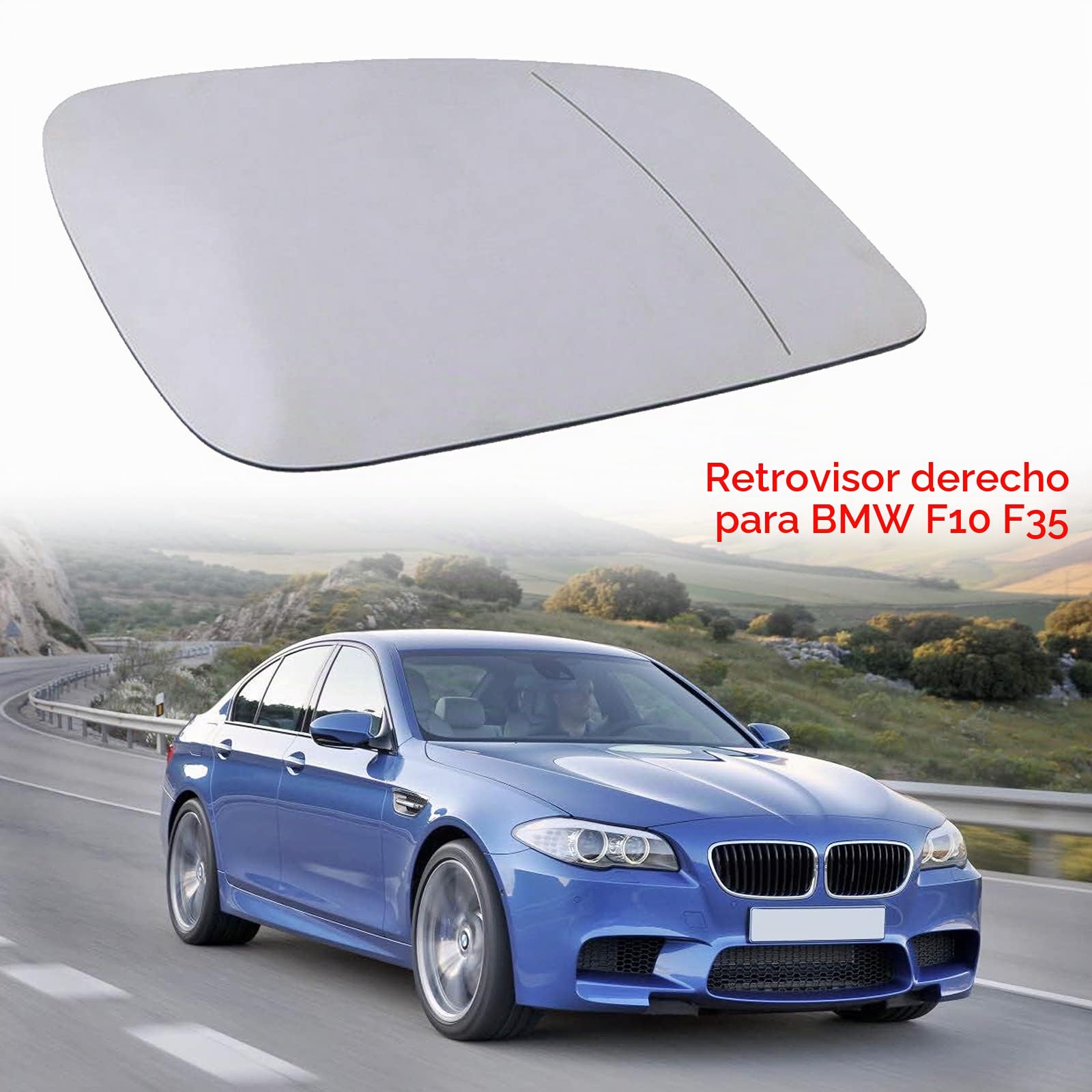 Cristal De Retrovisor Calefactable Lado Derecha Compatible con BMW F01 F07 F10 F11 F20 F21 F22 F30 F31 F32 F34 F36 i3 Espejo Retrovisor