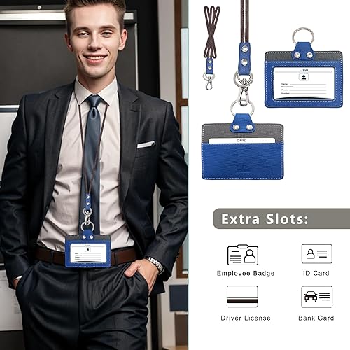 Vista 108 de Boshiho. Funda vertical, de piel, para tarjeta de identificación con cordón resistente., Bolso