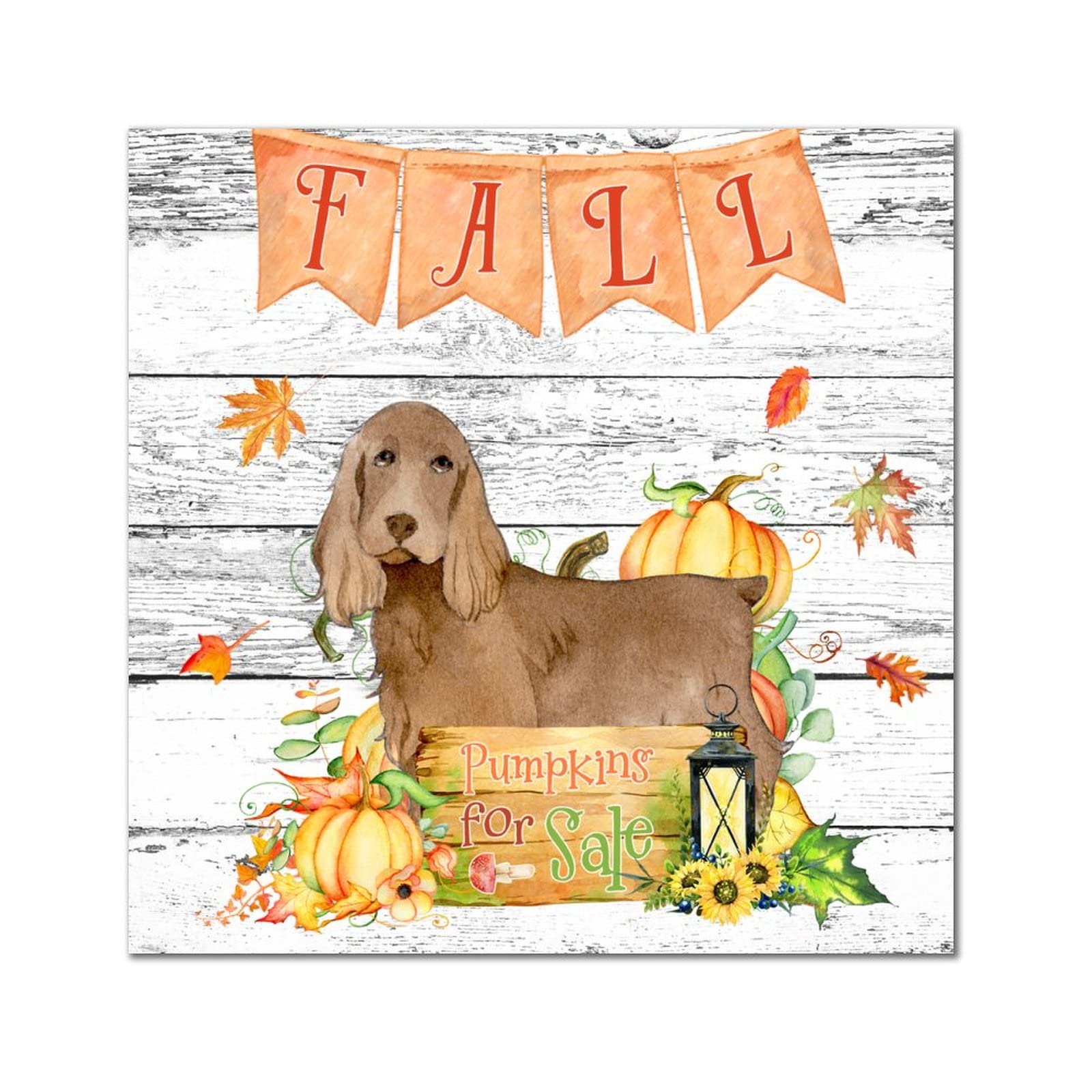 Plaque en bois Fall Pumpkins nostalgie vintage déco Boston Terrier