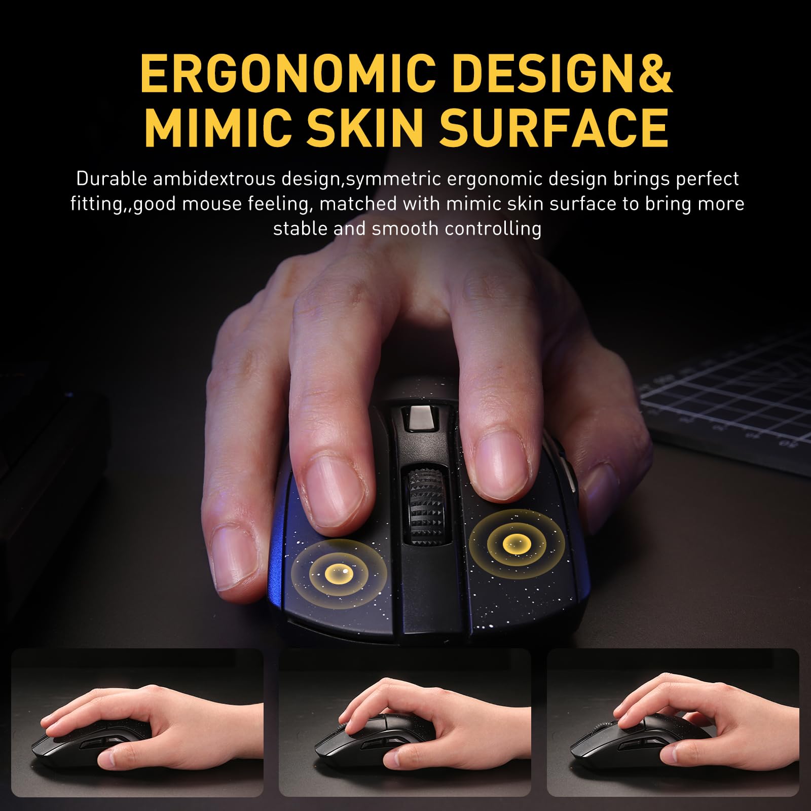 DAREU A950 Souris Gamer sans Fil RGB avec Station de Charge, Souris sans Fil 2.4G/Filaire/BT, 12K DPI, 1000 Hz, Programmable, 88g Léger, 120 Heures de Jeu avec Rétro-éclairage RGB pour PC Mac (Noir)