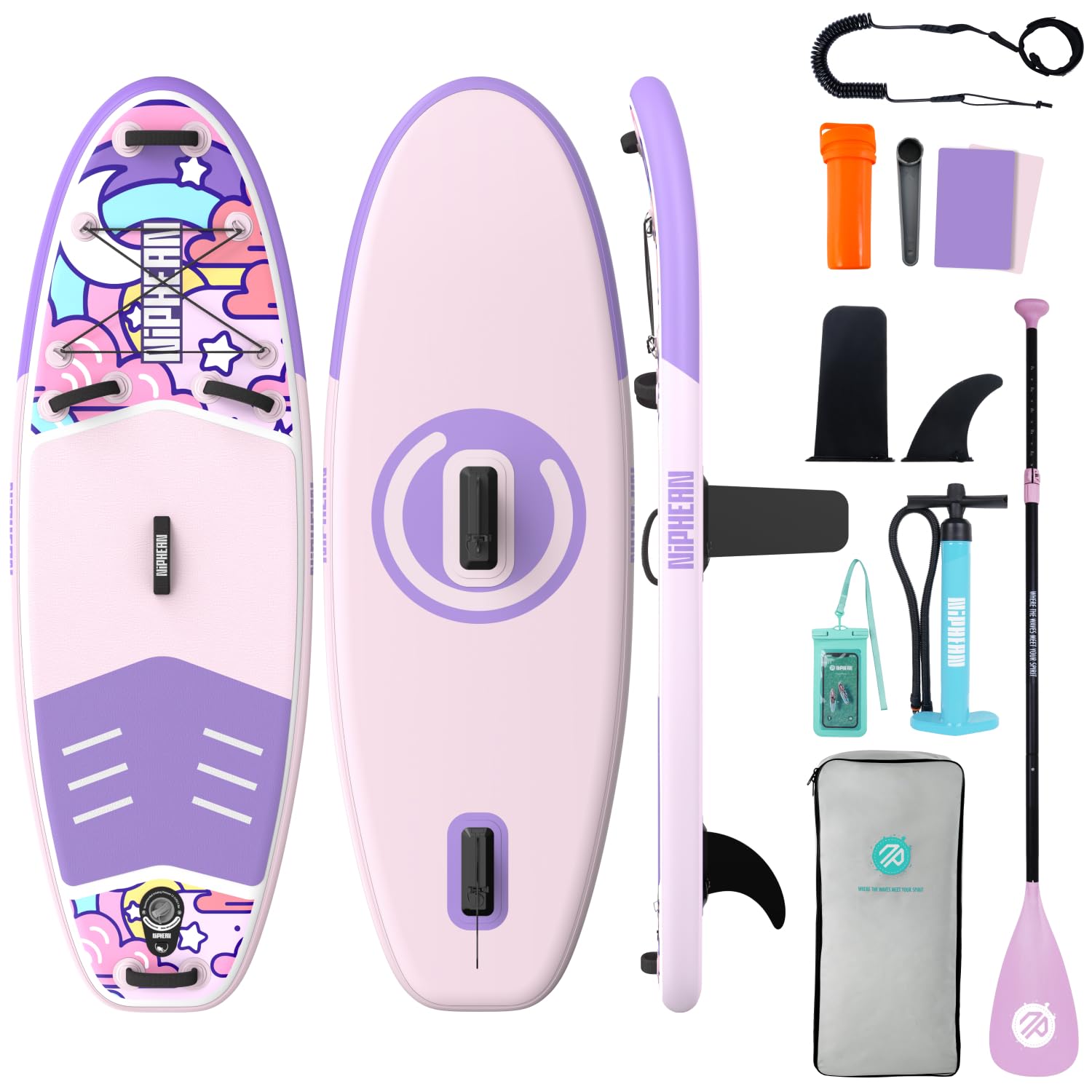 Niphean Inflatable Stand Up Paddle Board with SUP Accessories, Anti-Slip EVA Deck, 10’6’’ Inflatable Paddle Boards for Adults &amp; Youth of All Skill Levels