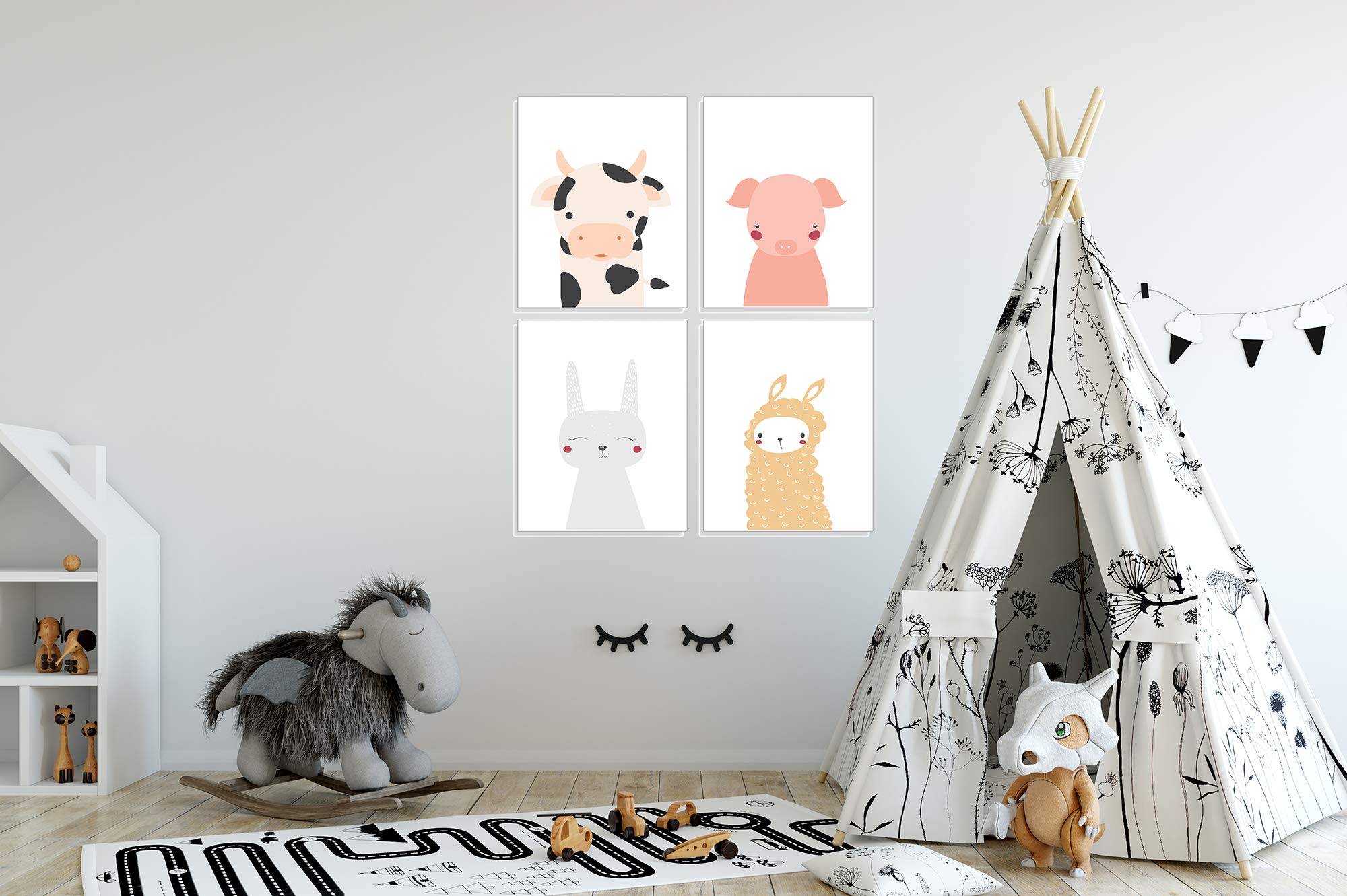 Muursticker 'Tracteurs Et Animaux De La Ferme' - 86x83cm - Autocollants - Chambre De