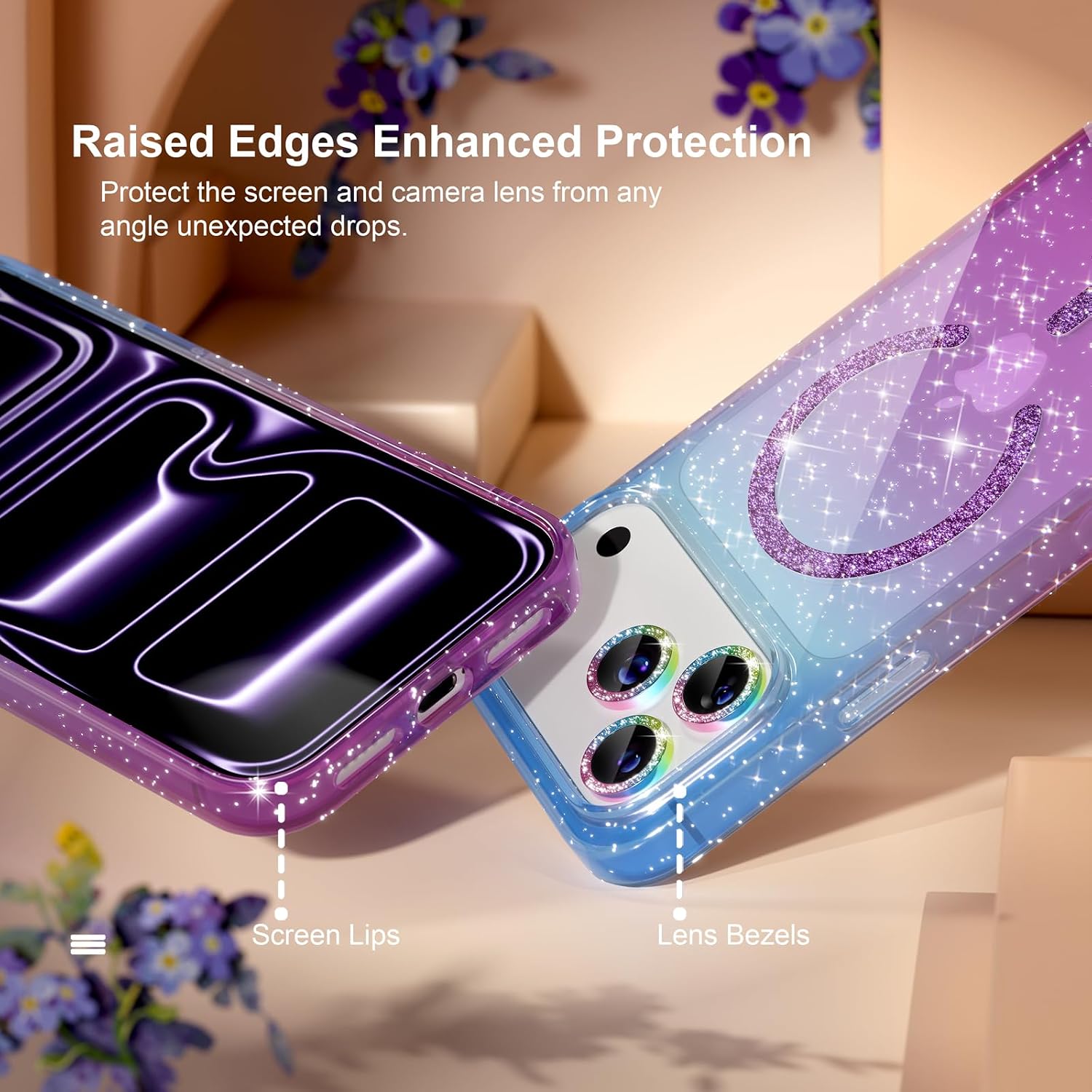 Choiche for iPhone 17 Pro Max Case Shiny Magnetic, Glitter Blue/Purple image 4