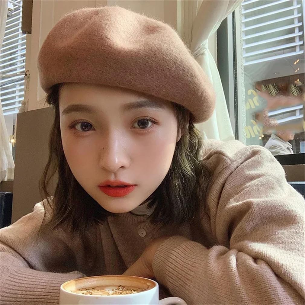 keusyoi Francese Berretti Cappelli per le Donne di Lana Artista Cappelli Caldo Inverno Primavera Beanie Hat Tinta Unita Elegante Signora Berretti Ber