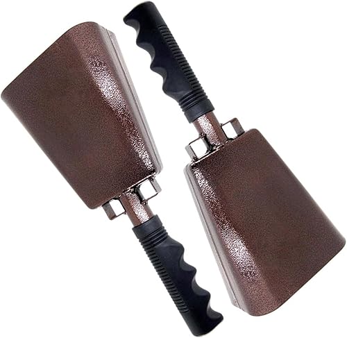 Paquete de 2 campanas de acero de 10 pulgadas  fabricantes de ruido con asas. Campana de animación, juegos de fútbol, eventos. Campanas de mano