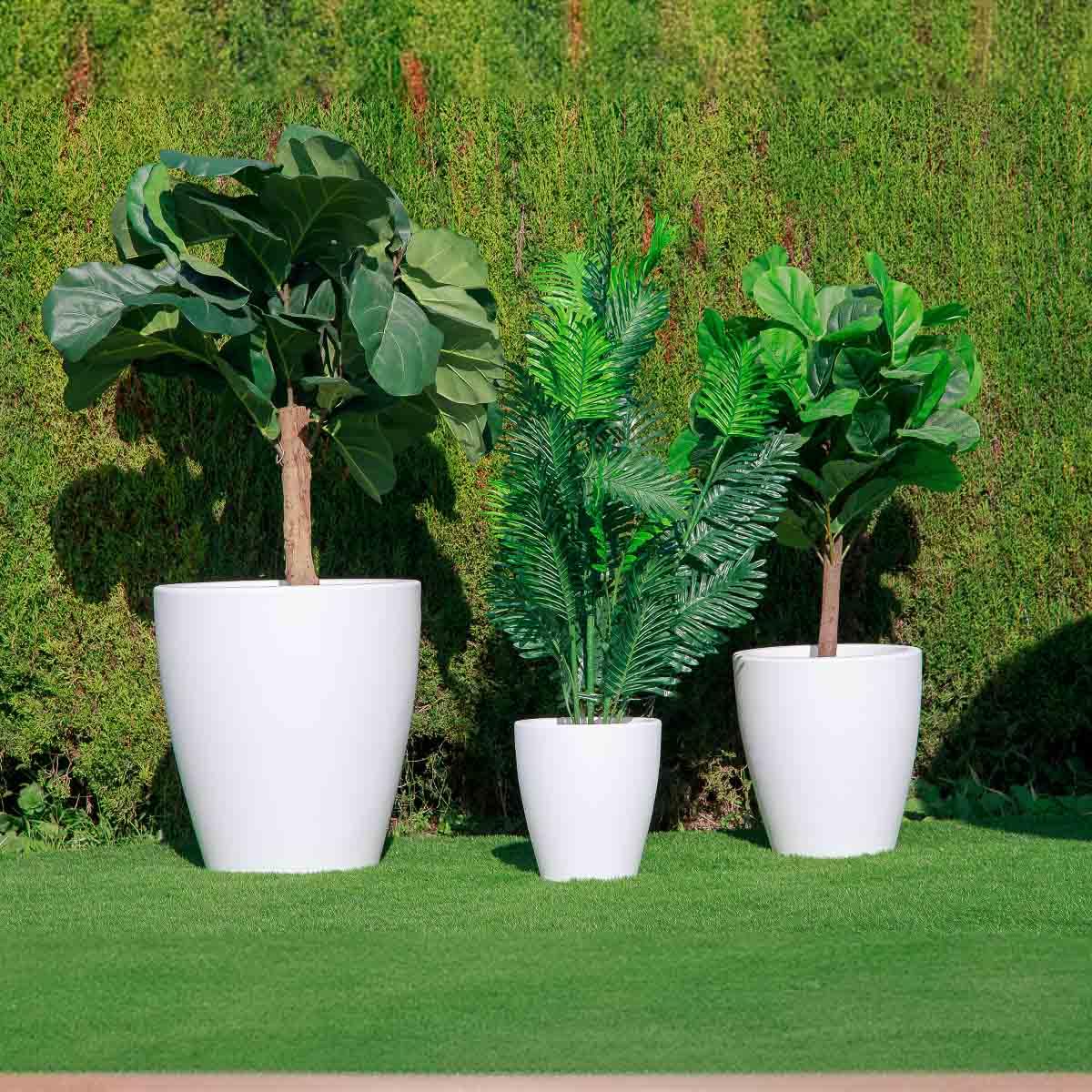 newgarden - Macetero Redondo de ø40x43 cm de Polietileno Muy Resistente para Flores y Plantas. Maceta de 30 litros. Color Blanco